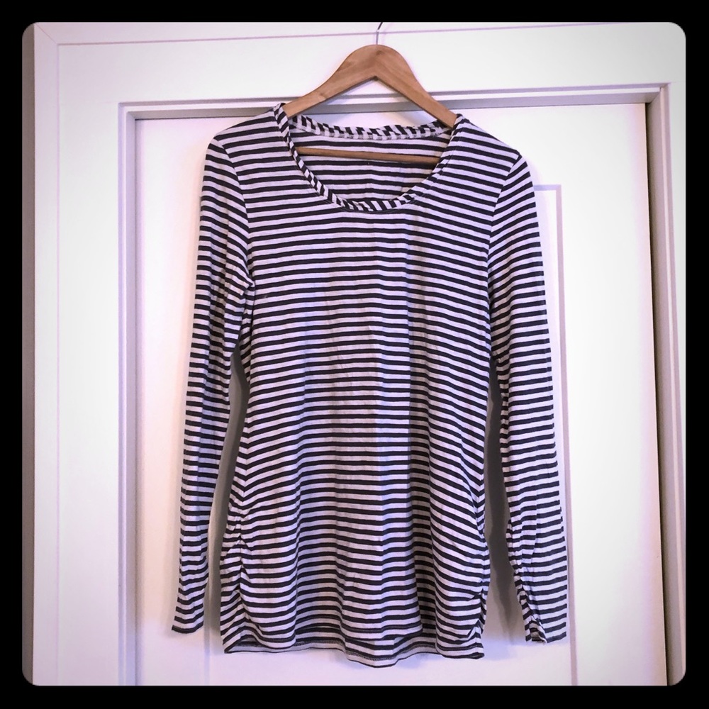 Garnet Hill Gray Striped Shirt 100% cotton